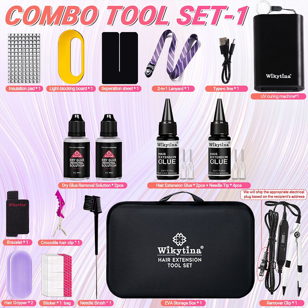 Thumbnail: WIKYTINA Professional UV Light Hair Extension Kit - Complete Tool Set with UV Gl
