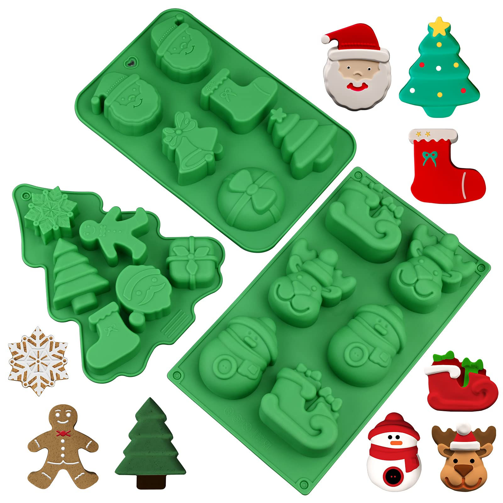 Christmas Silicone Molds Christmas Tree Santa Snowman Shape Baking Mold for Hand