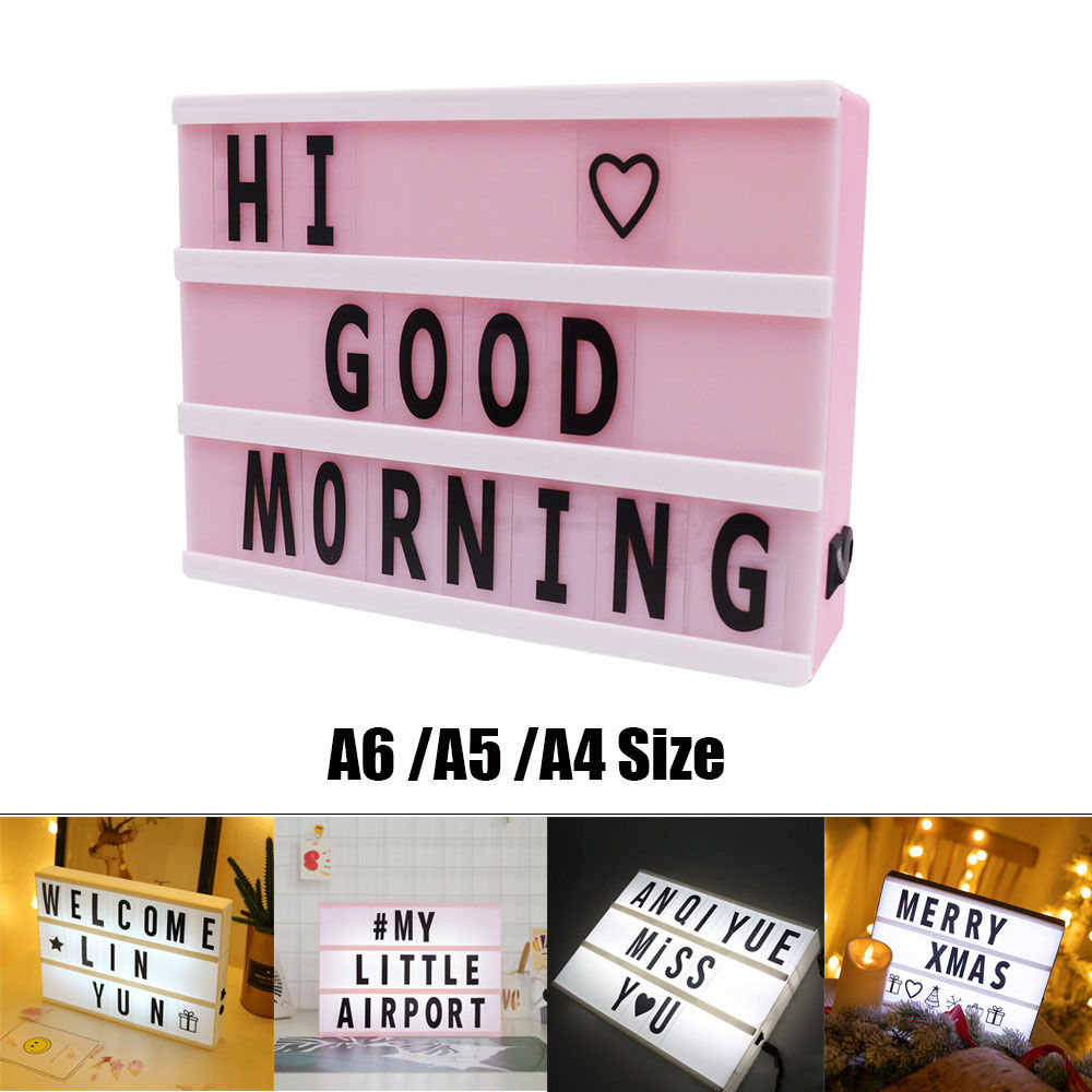 A4 A5 A6 Size LED Combination Night Light Box Lamp DIY Black/Colorful Letters Ca