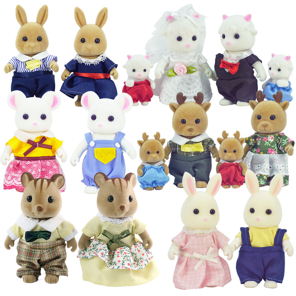 Rabbit Doll 1/12 Micro Dollhouse Reindeer Sheep Elephant Squirrel Family Kitchen