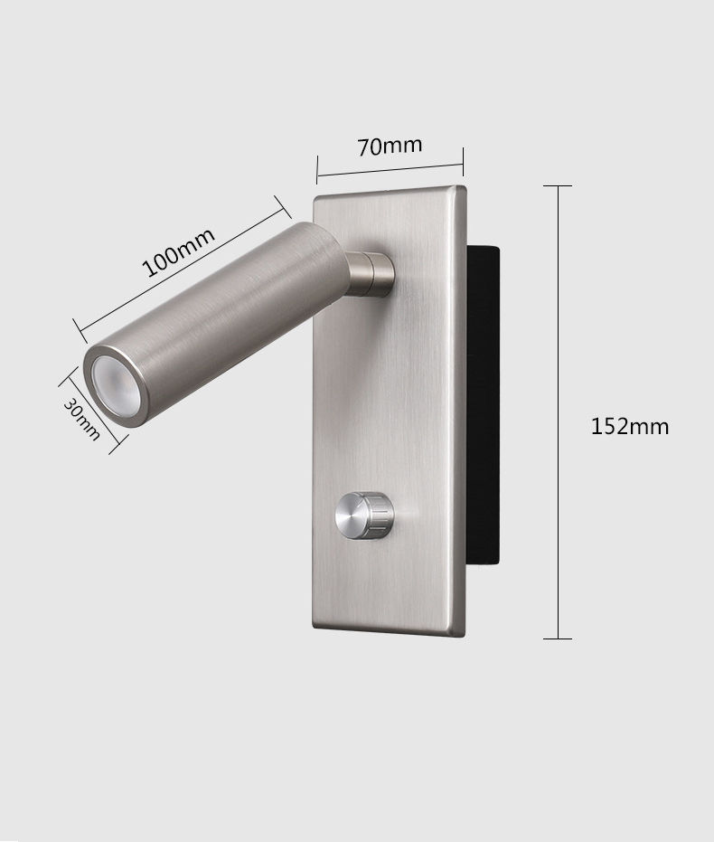 Thumbnail: Modern LED Wall Reading Light with Dimmer Switch 5W 3000K Warm White Bedside Lam