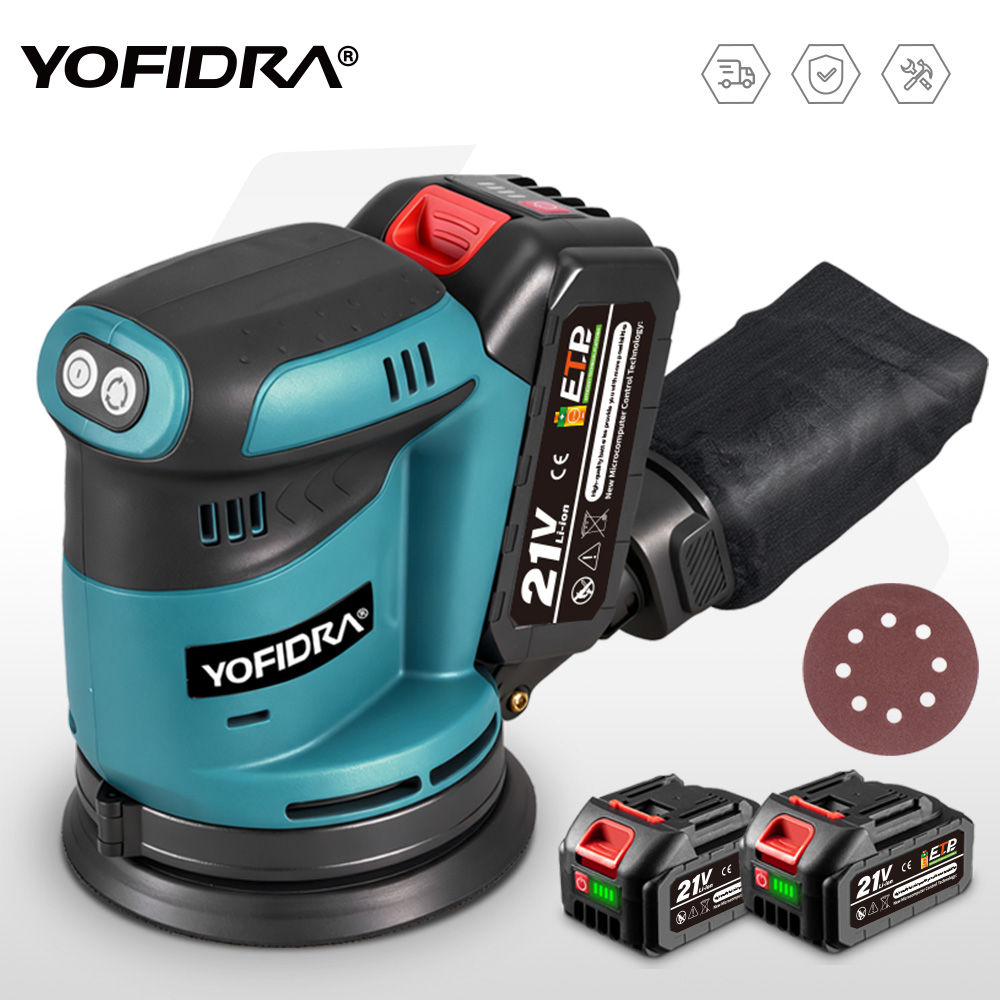 YOFIDRA 125mm Electric Orbital Sander 3 Speeds Adjustable Rechargeable Polishing