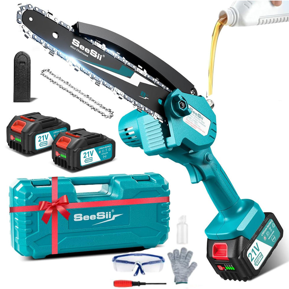 SEESII 8'' Mini Cordless Chainsaw kit Electric Chainsaw Wood Cutter Pruning Gard