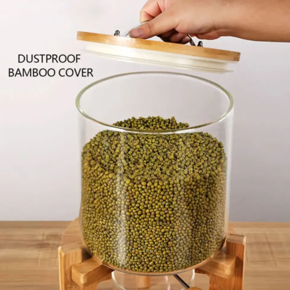 Thumbnail: 7.5L Kitche Multigrain Airtight Food Storage Container W/ Sealed Lid, Wooden Sta