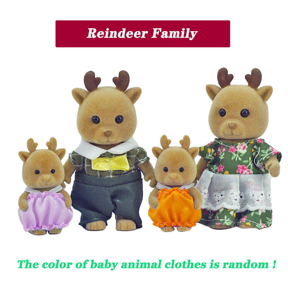 Thumbnail: Rabbit Doll 1/12 Micro Dollhouse Reindeer Sheep Elephant Squirrel Family Kitchen