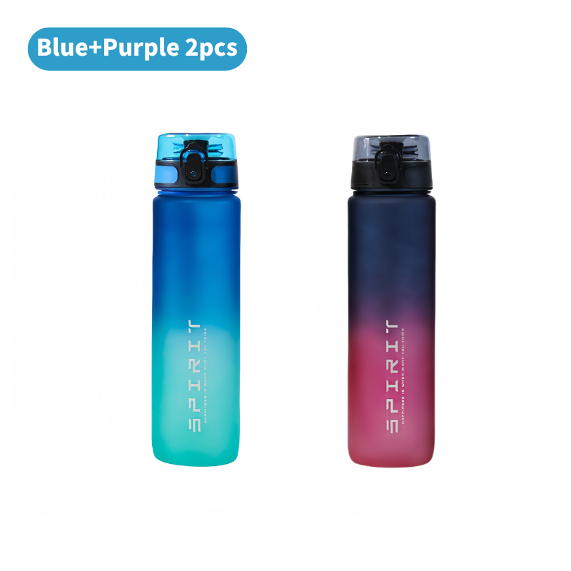 Thumbnail: 1 Liter Large Capacity Sports Water Bottle Gradient Color Plastic Cup Drink item