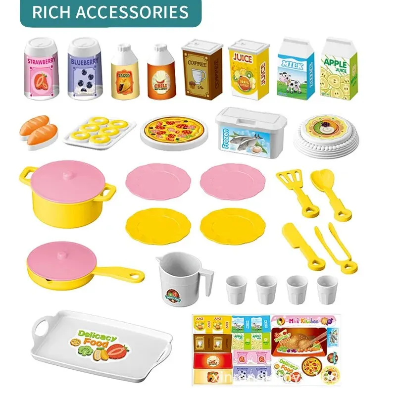 Thumbnail: Mini Kitchen Counter Play Set DIY Simulated Cooking Food Tableware Play House Ro