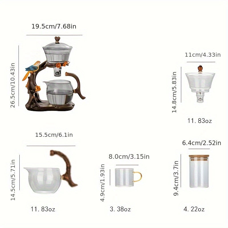Thumbnail: 1 Set of Magpie,Lazy Kung Fu Tea Set, Glass Tea Set,Semi-Automatic Drip Glass Te