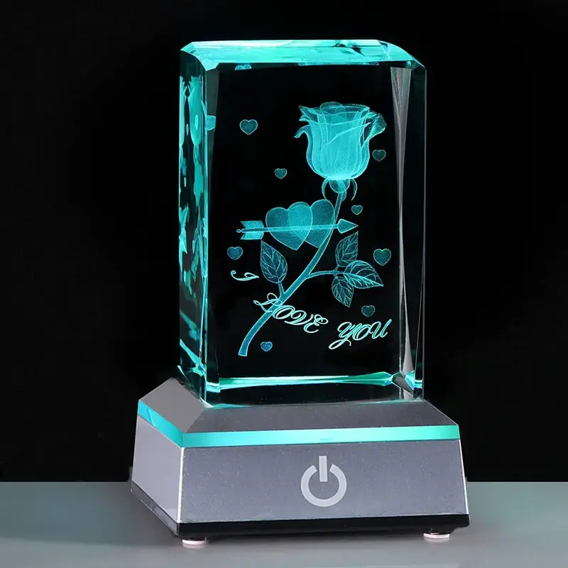 Thumbnail: 3D Crystal Rose Table Lamp with Color Changing Light