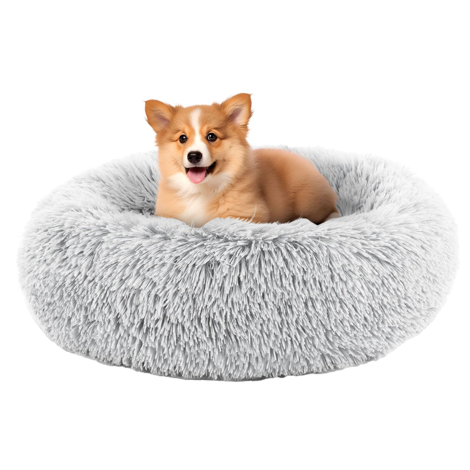 DUMOS Calming Donut Cat & Dog Bed for Small Medium Dogs Machine Washable Cuddle