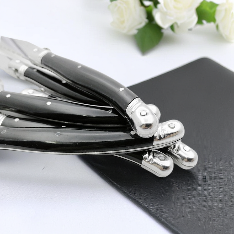 Thumbnail: 1/4/6/8/10P Laguiole Black Steak Knife Forks Stainless Steel Dinner Knives Table
