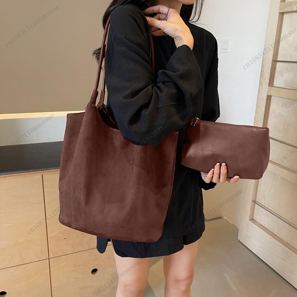Women Suede Shoulder Bags Work Travel Tote Women's Handbags Large Capacity Bag S