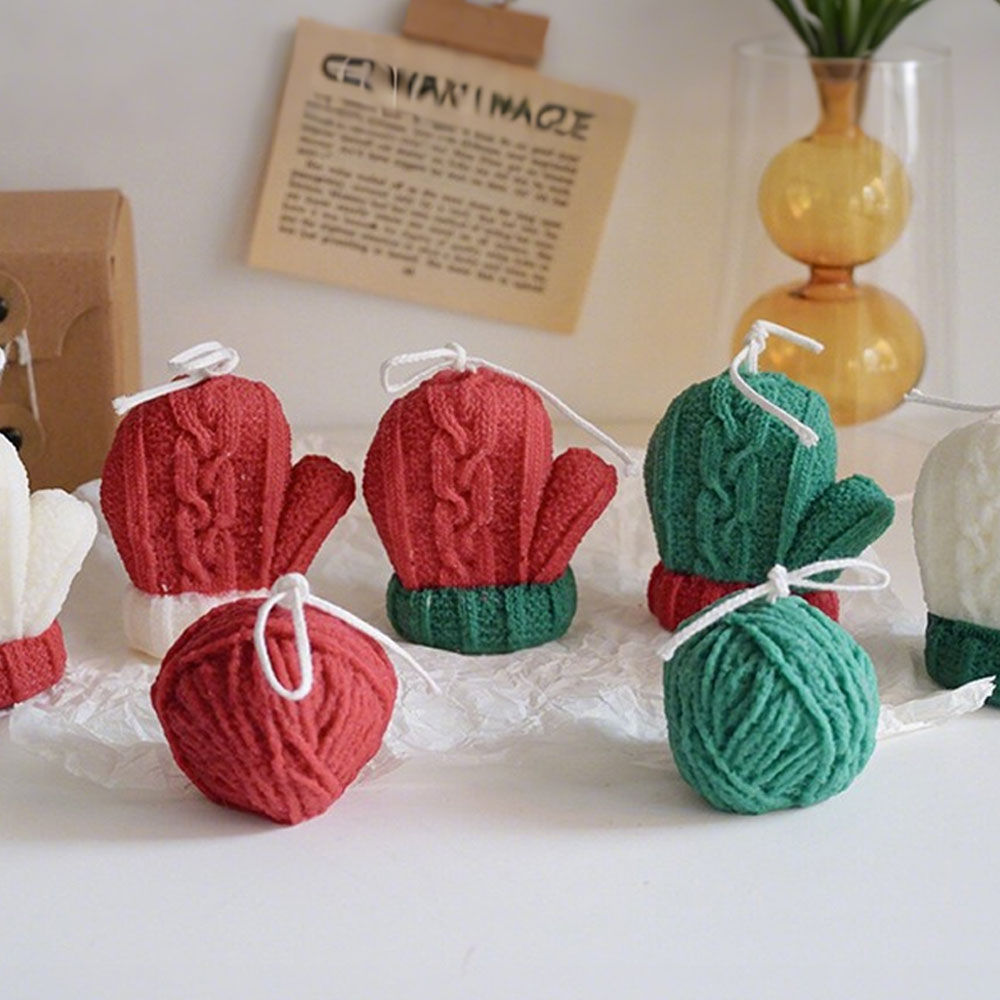 Wool Ball Woven Gloves Silicone Scented Candle Mold DIY Winter Resin Gypsum Clay