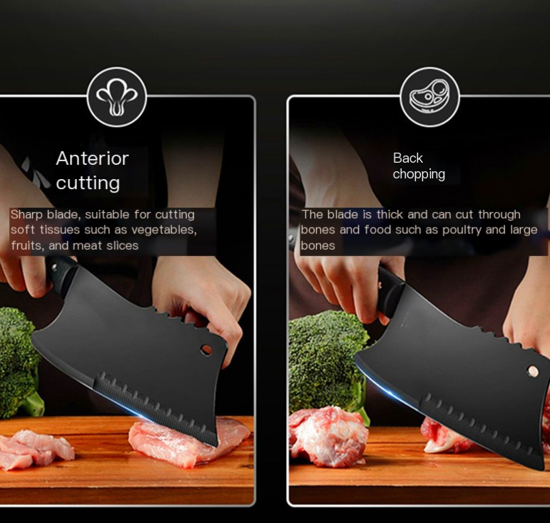 Thumbnail: Dual-Edge Stainless Steel Kitchen Cleaver Knife