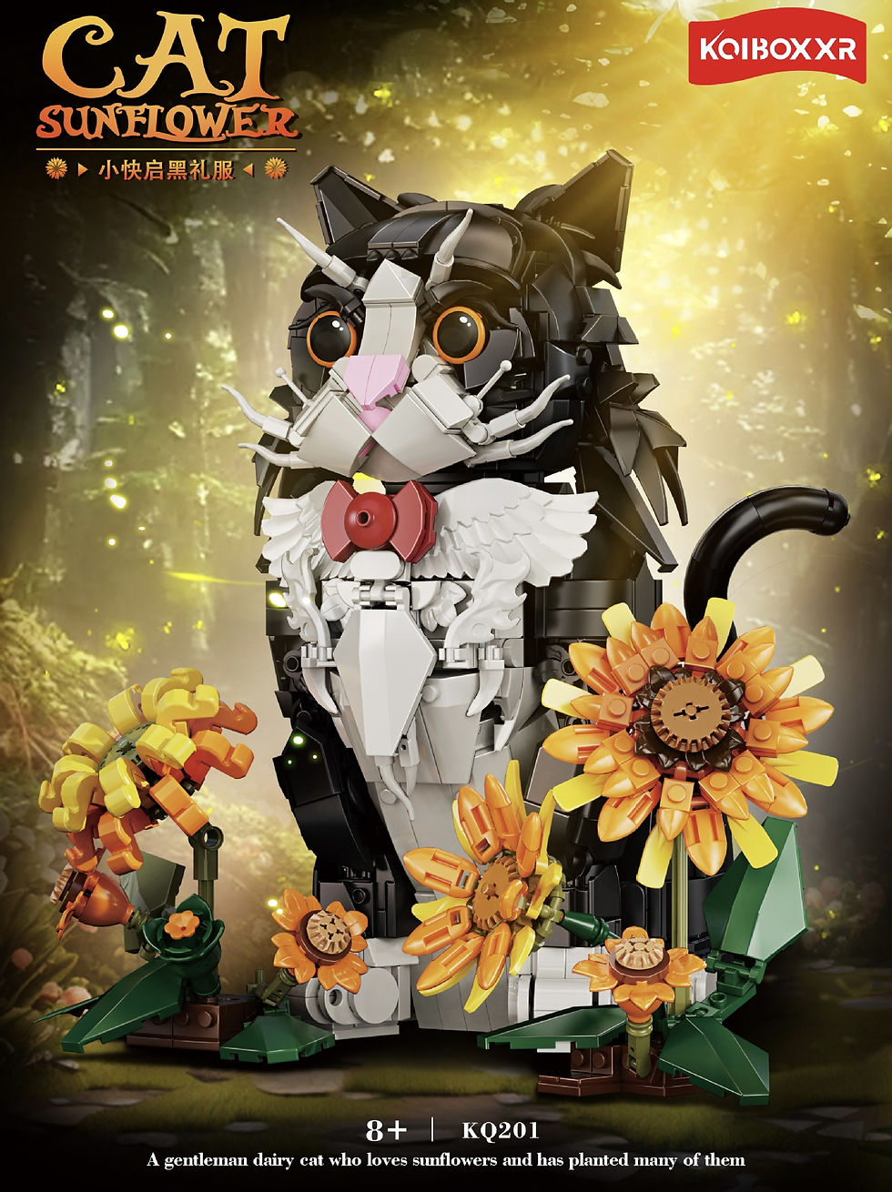 Thumbnail: KQ201 Cat Sunflower Building Blocks Flowers Animals 1434PCS Bricks Cute Simulate