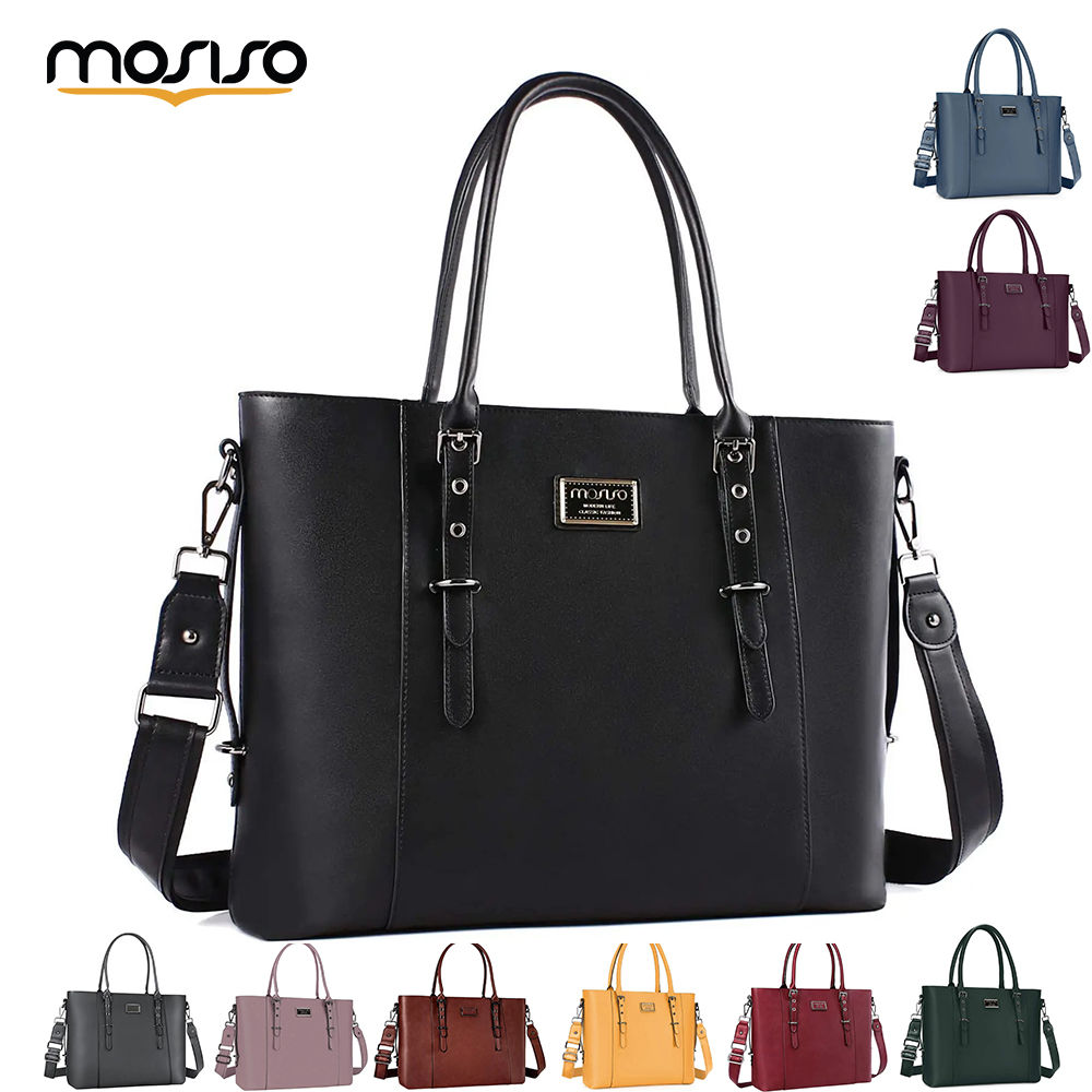 MOSISO Tote Bag for Women MacBook 13.3 14 15 16 17.3 inch PU Leather Waterproof