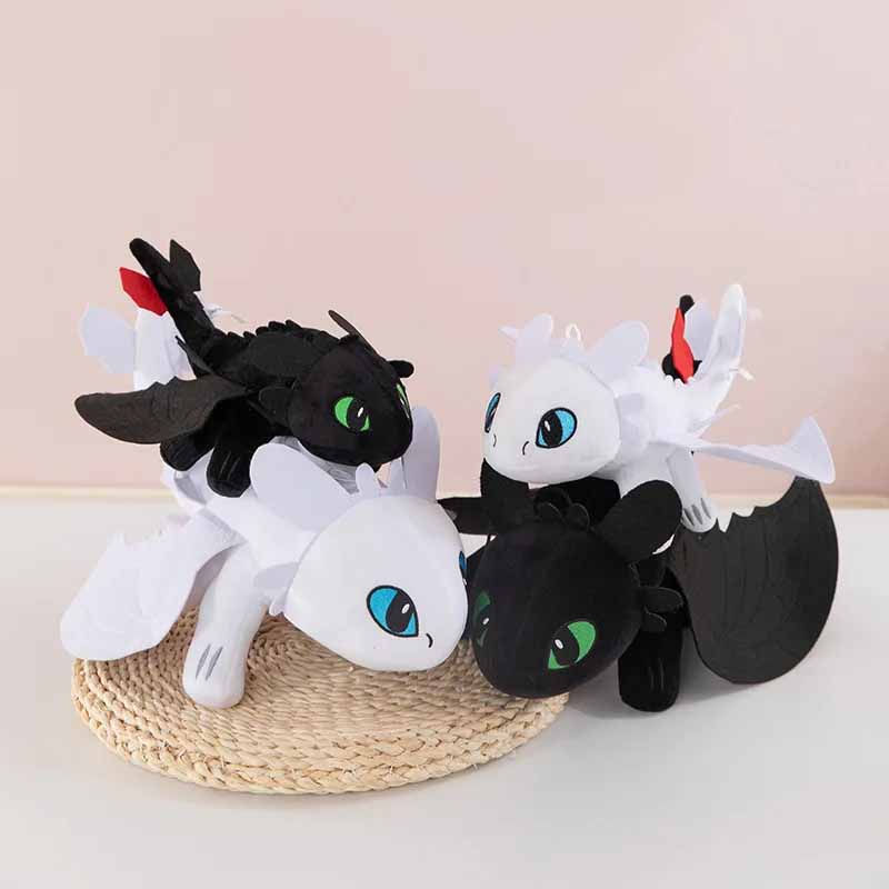 Thumbnail: **35cm Plushie Dragon Toys Kawaii White Black Dinosaurs Animal Stuffed Plush Toy