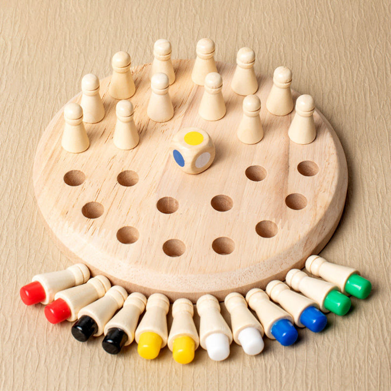Wooden Memory Chess Board Game for Kids Match Stick Color Memory Matching Puzzle