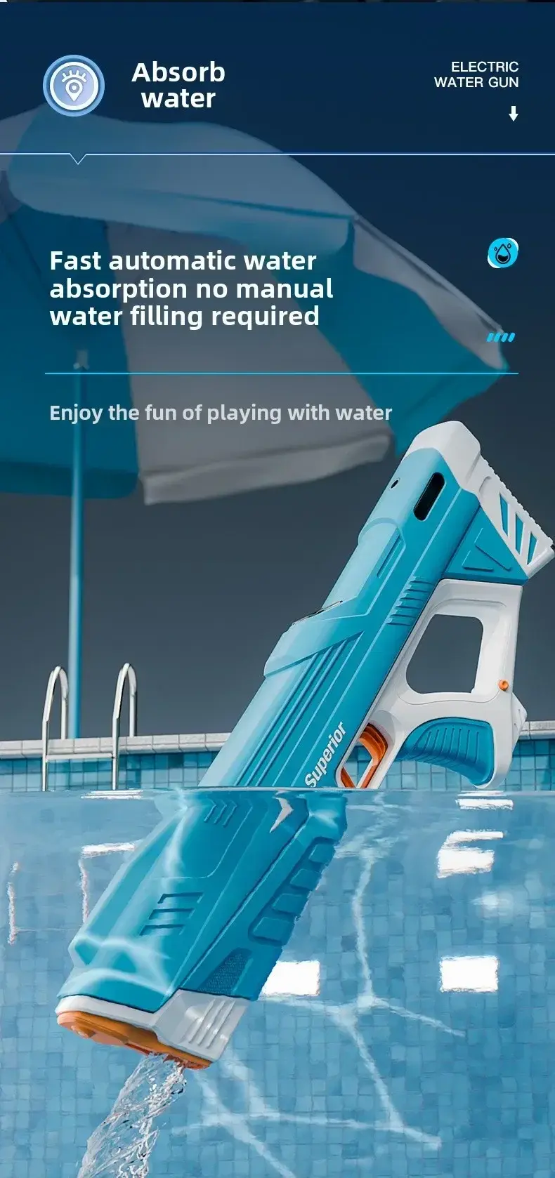 Thumbnail: Electric Water Gun New Children Wholesale AutomaticWater Absorption Battery Disp