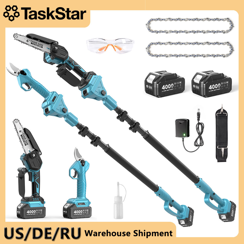 TaskStar 3-in-1 Telescoping Pole Pruner Electric Chainsaw High Branch Saw Garden