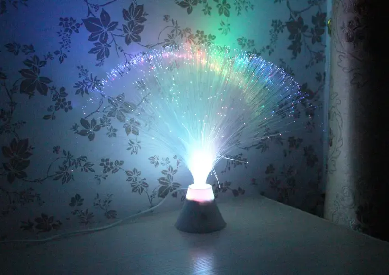 Color Changing Fiber Optic Lamp with Crystals Base