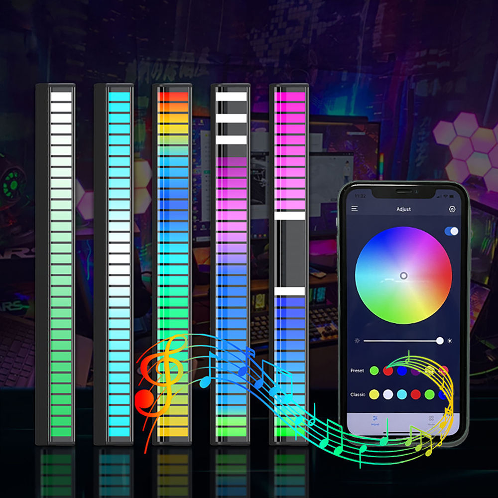 LED Music Sound Control Pickup RGB Strip Light Rhythm Backlight Colorful Nightli