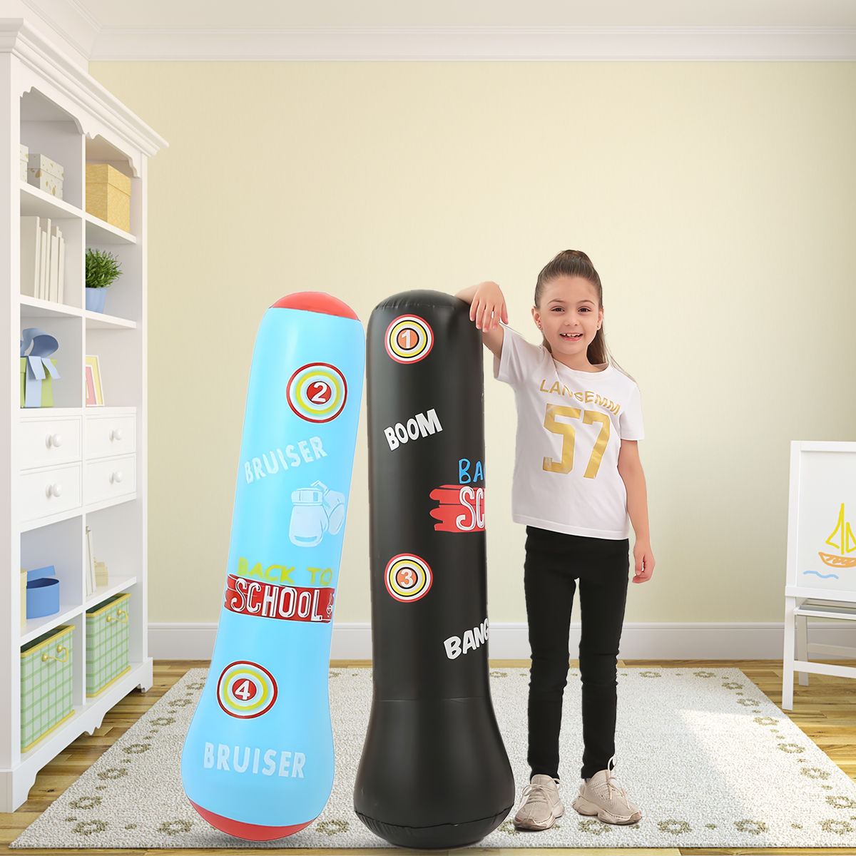 PVC thickened children's boxing column, inflatable for teenagers. Fitness punchi