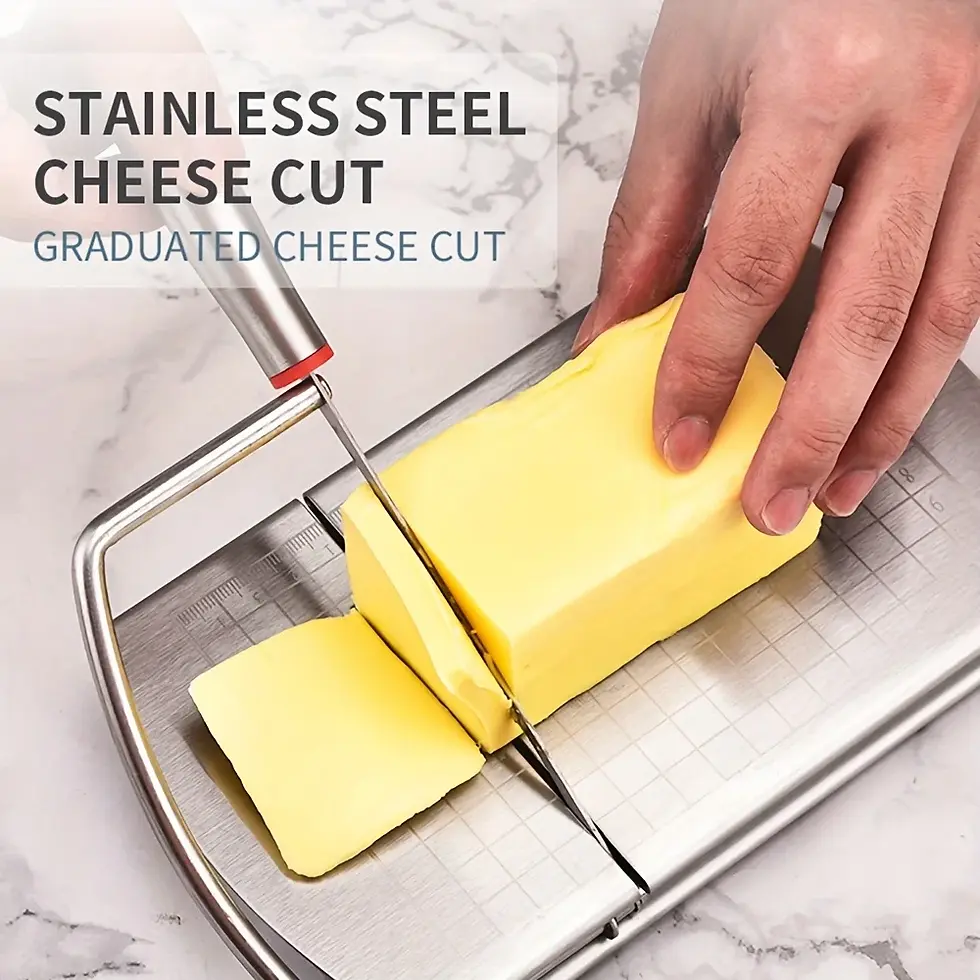Thumbnail: 1Pc Cheese Slicer, Stainless Steel Cheese Cutter With Measurements, Heavy Duty B