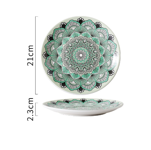 Thumbnail: Creative Hand-Painted Ceramic Round Plate for Home Use
