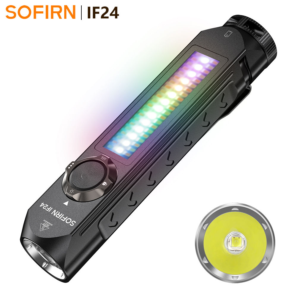 Sofirn IF24 RGB Light SST40 2000lm Powerful LED Flashlight 5V 2A 18650 USB C Rec