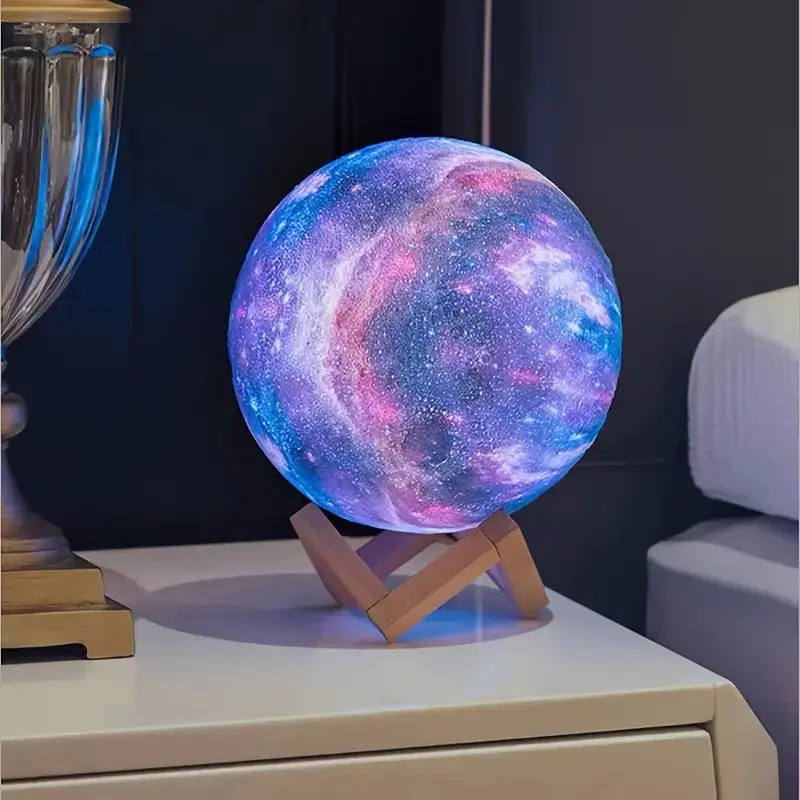 Thumbnail: 16-Color 3D LED Moon Light with Stand - Night Light