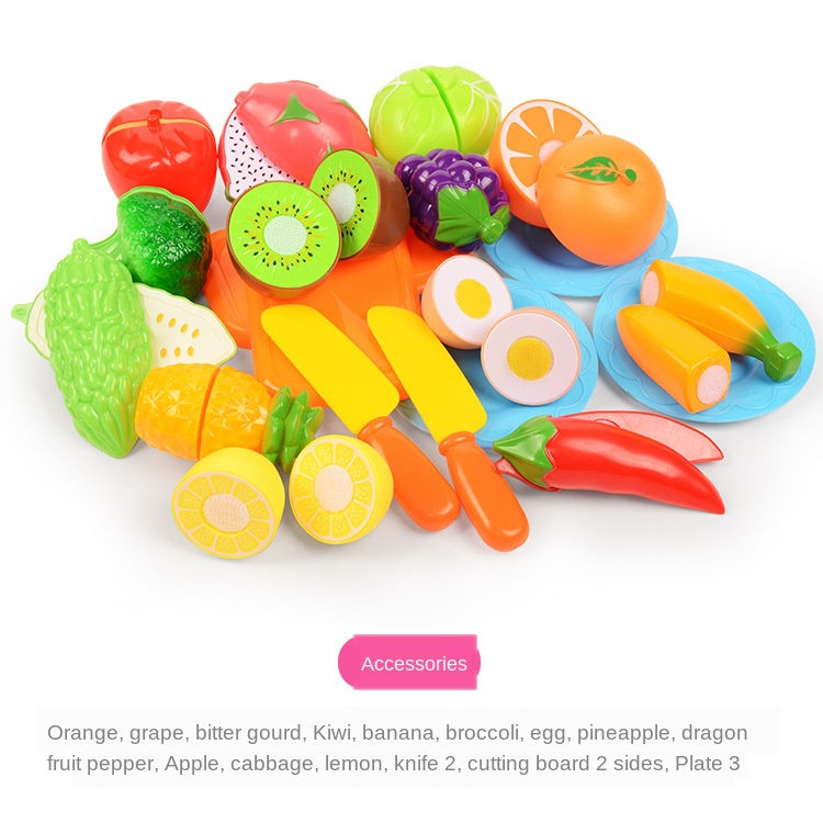 Thumbnail: 6/10/13/24Pcs Kitchen Fun Cutting Fruits and Vegetables Food Play House Set Puzz