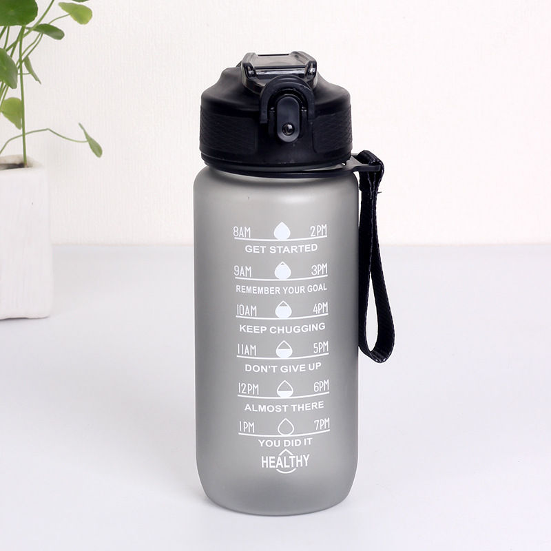 Thumbnail: 3Sizes Sports Water Bottle Gradient Color Motivational Bottle with Time Marker L