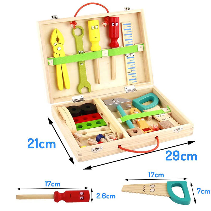 Thumbnail: Educational Montessori Kids Toys Plastic Wooden Toolbox Pretend Play Set Childre