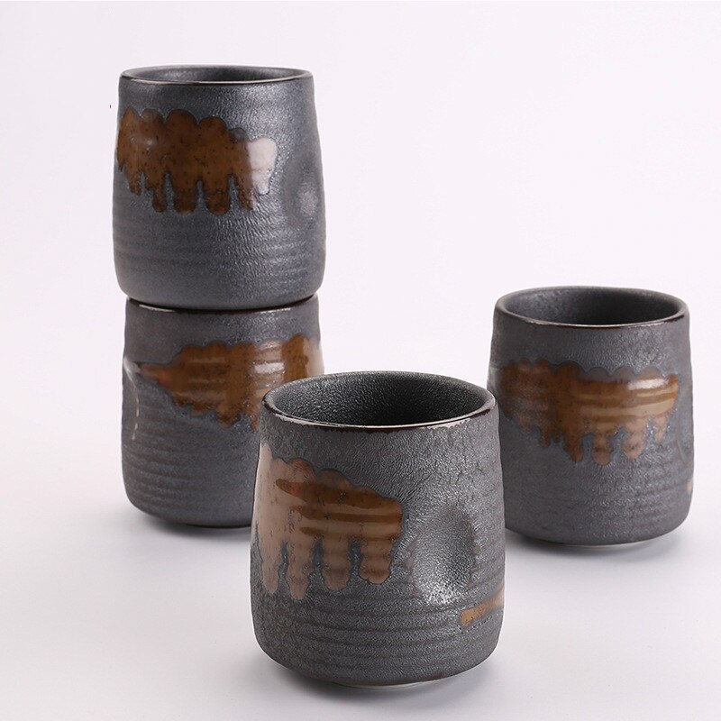 Thumbnail: Japanese Style Ceramic Water Mug - Black Cocktail Cup