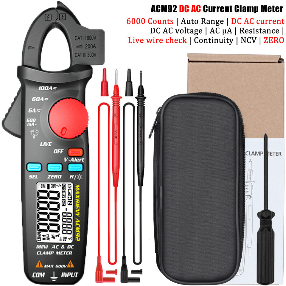 Thumbnail: ACM92 Digital Clamp Meter True RMS Mini DC AC Current Voltage Auto Range Tempera