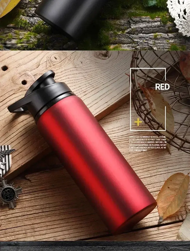 Thumbnail: 1-15PCS Portable Stainless Steel Bicycle Water Bottle Straight Drinking Outdoors