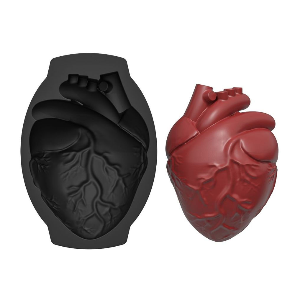 Silicone Heart Mold Human Brain Cake Mold Large Volume with Support Base Thicken