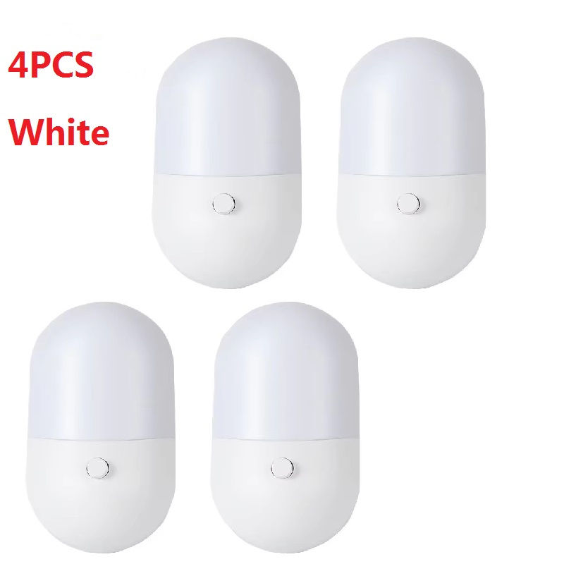 Thumbnail: 1-4PCS Mini LED Night Light Bedside Lamp EU US Plug Eye Protection Night Light K