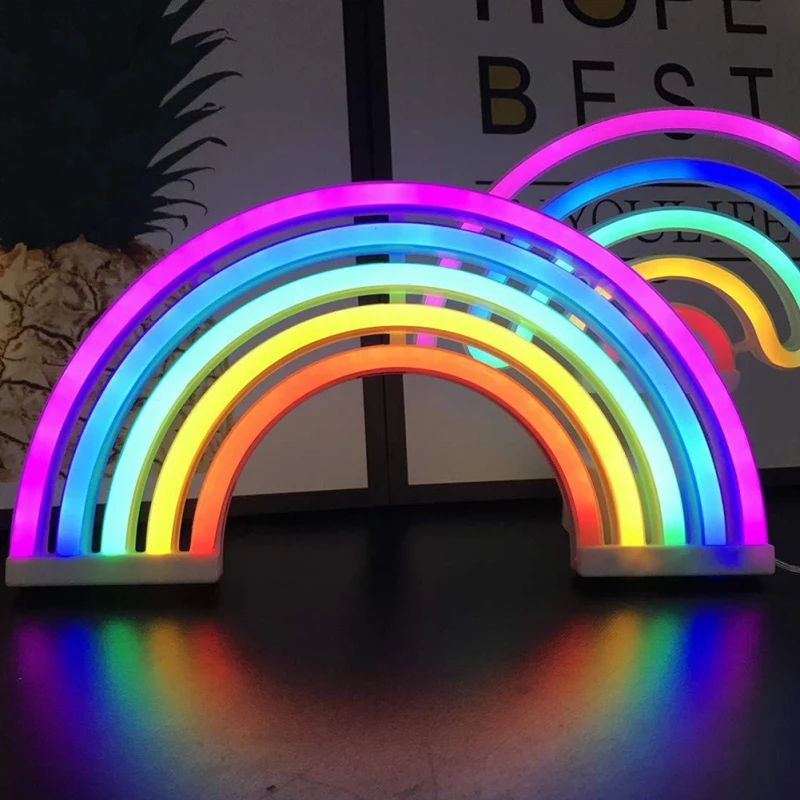 Thumbnail: LED Neon Sign Lights Rainbow Light USB Battery Operated Wall Decor for Girls Kid