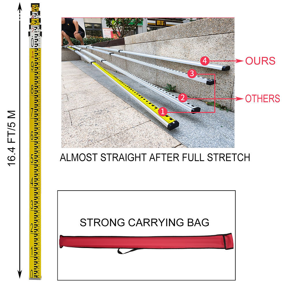 Thumbnail: VEVOR 1.65M Laser Level Tripod and Staff Kit Adjustable Height Professional Alum