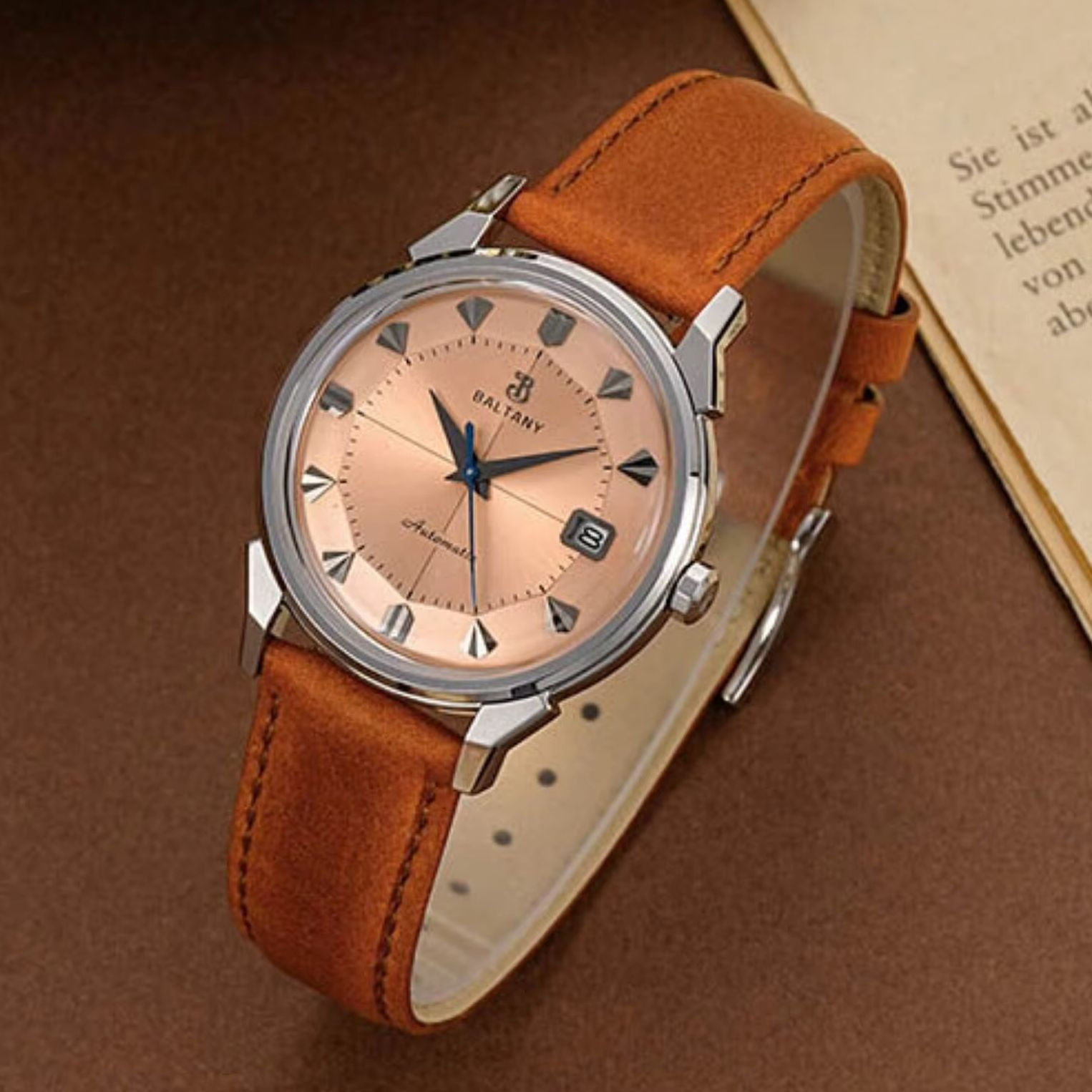 Baltany Men Automatic Watch 36mm Mechanical Wristwatch Sapphire Mirror 50m Water