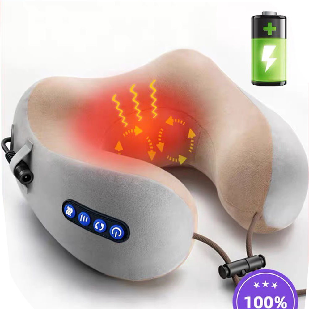 Electric Neck Massager U Shaped Pillow Portable Shoulder Cervical Massager Trave