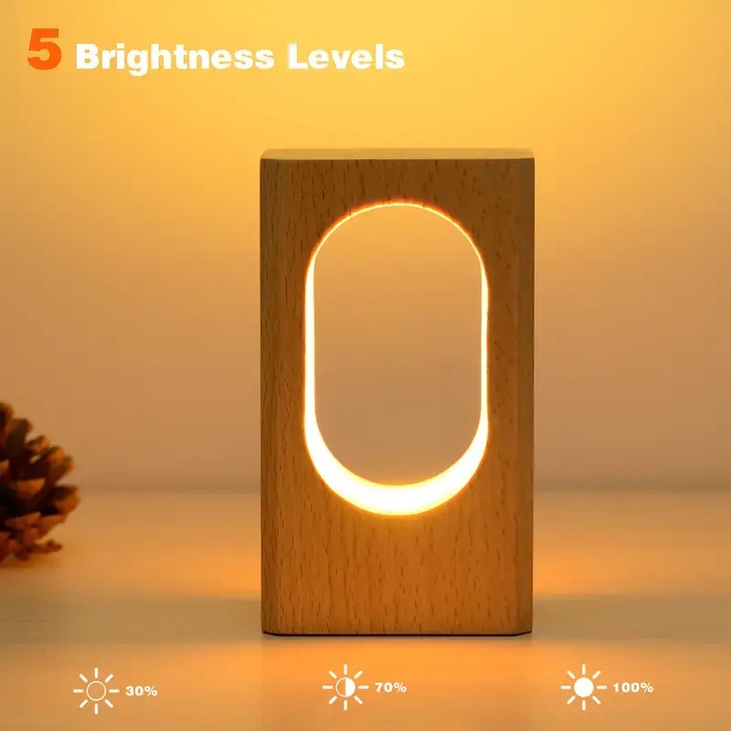 Thumbnail: LED Wood Desk Lamp - Dimmable Night Light Decor
