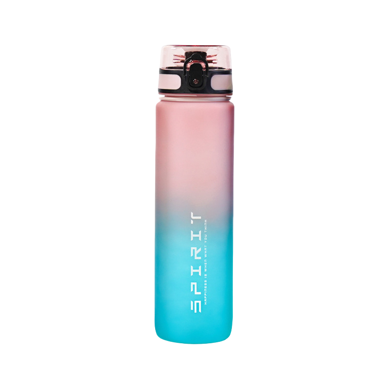 Thumbnail: 1 Liter Large Capacity Sports Water Bottle Gradient Color Plastic Cup Drink item