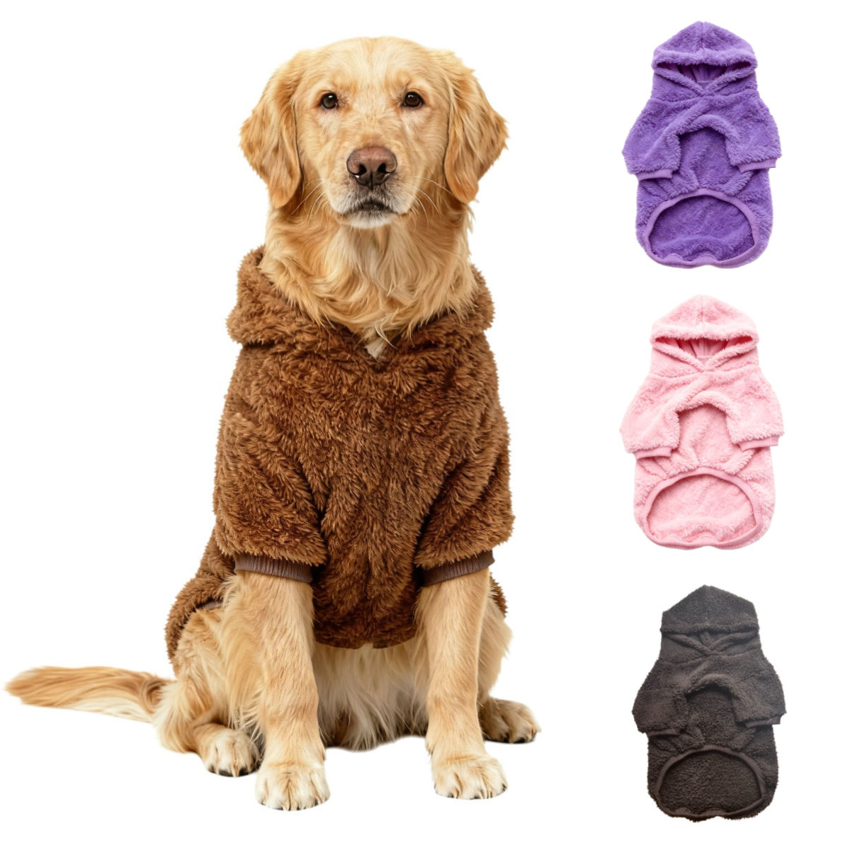 Winter Pet Dog Clothes Fleece Warm Hoodie For Medium Large Dogs Soft Dog Plush O