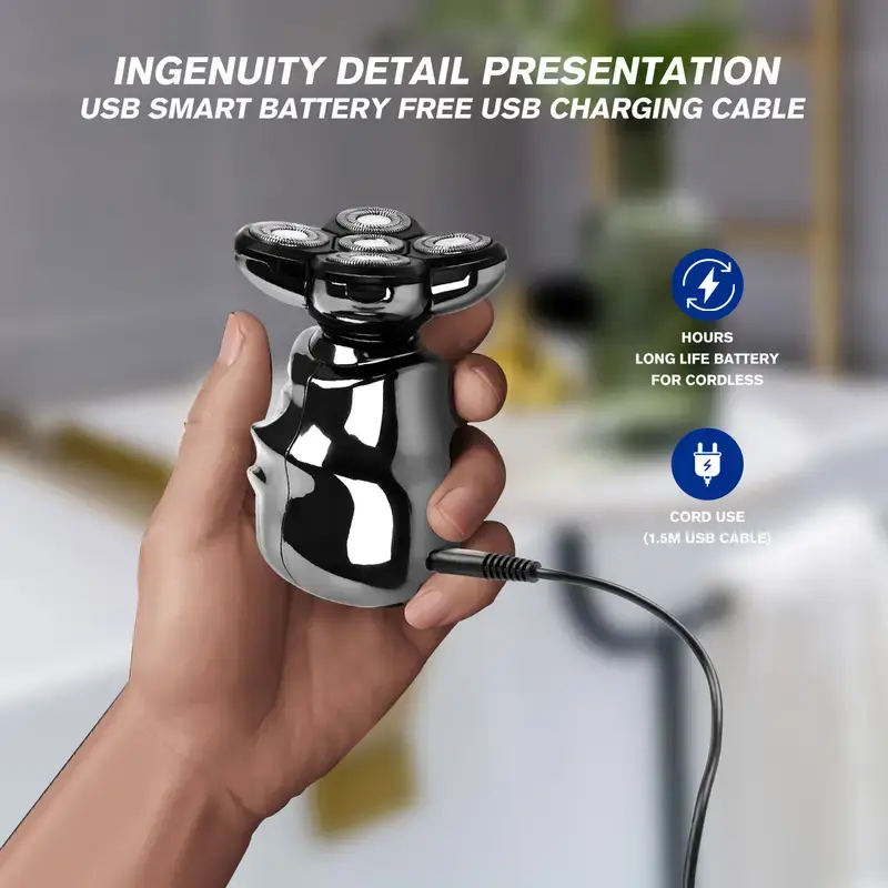 Thumbnail: 5-in-1 Cordless Electric Razor for Bald Men