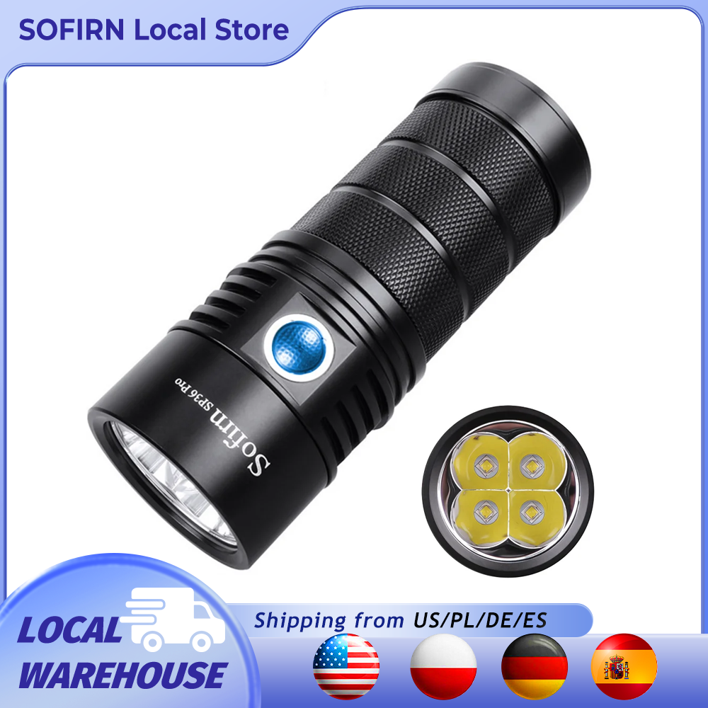 Sofirn SP36 Pro 8000lm Powerful LED Flashlight 4*SST40 USB C Rechargeable 18650