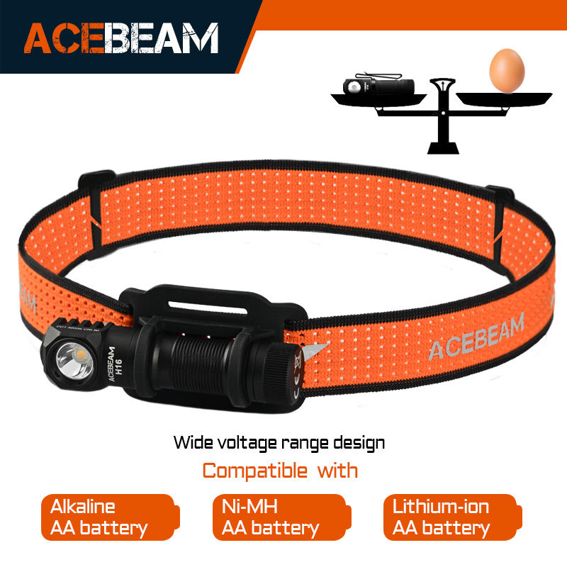 ACEBEAM H16 Super Lightweight Headlamp AA battery LED Right Angle Light EDC Flas