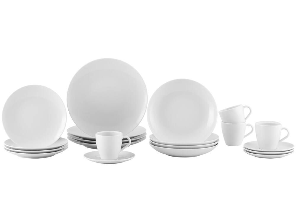 20 Pieces Round White Porcelain Tramontina Silvia Dinner & Tea Apparatus